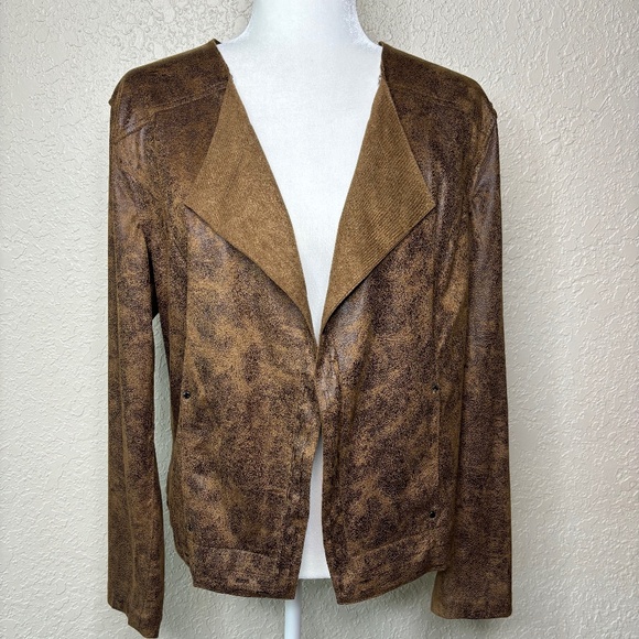 Lysse Jackets & Blazers - Lysse Austin Brown Faux Suede Open Front Moto Style Jacket Women's Size …
